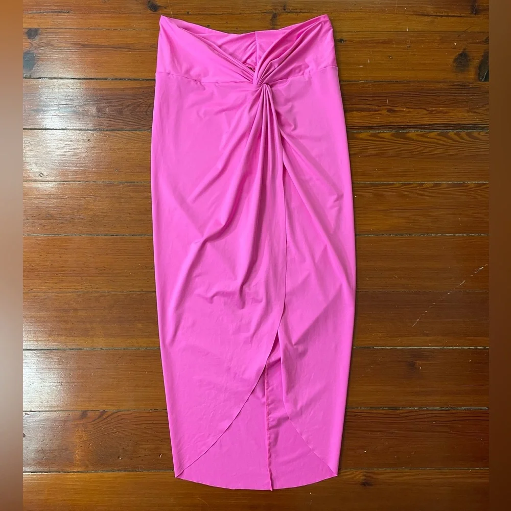 SKIMS Swim Sarong Maxi Skirt Bright Taffy Pink Cover-Up Size 2X💛🎀